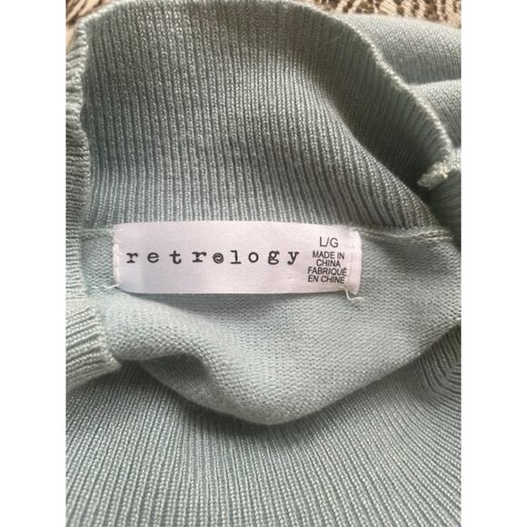 Retrology Women's Size Large Long Sleeve Mock‎ Turtleneck Sweater Seafoam Green - Picture 5 of 6